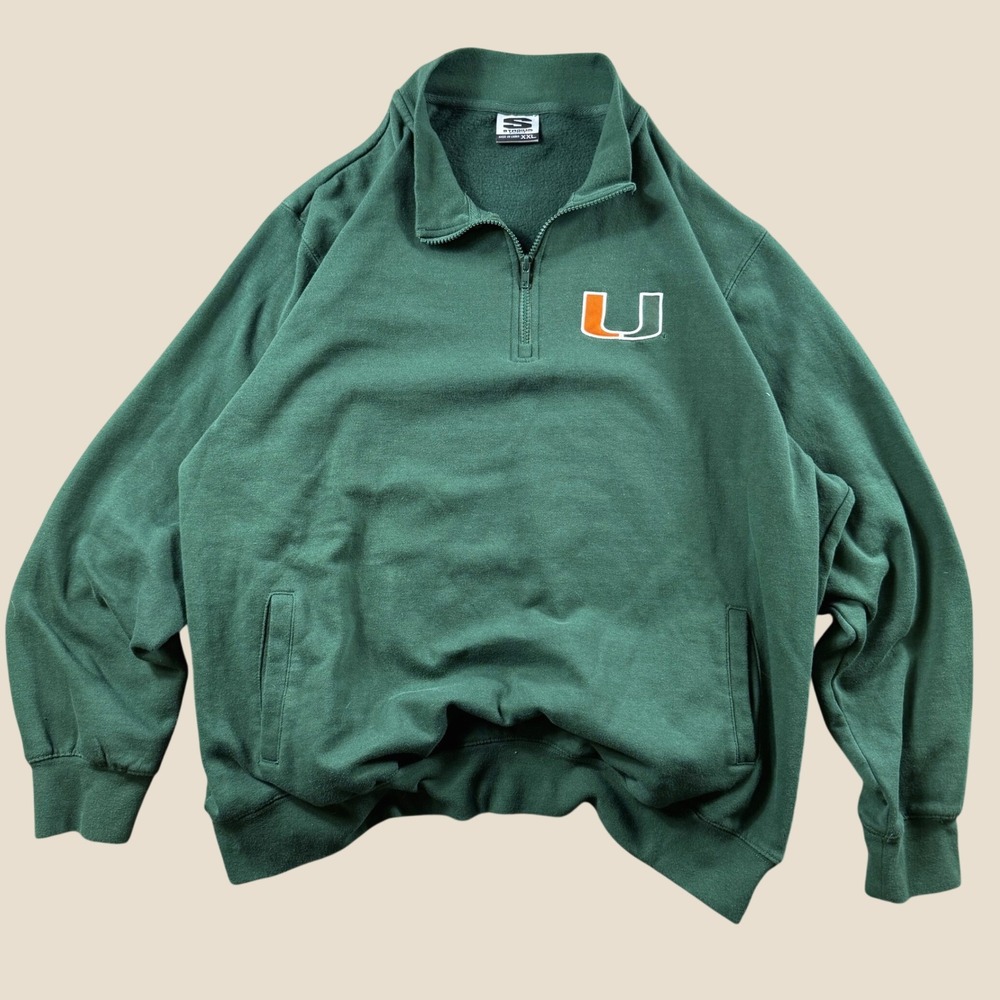 Stadium Athletics Pullover Men XXL Green Miami Hurricanes NCAA Gameday Fleece